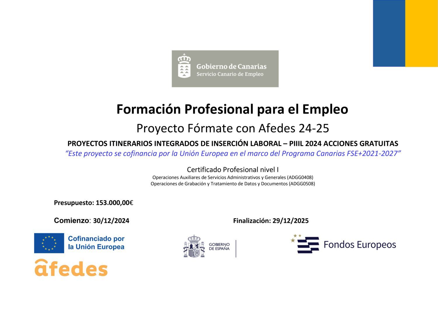 Certificado de profesionalidad de “Operaciones de grabación y tratamientos de datos y documentos” – GRATUITO